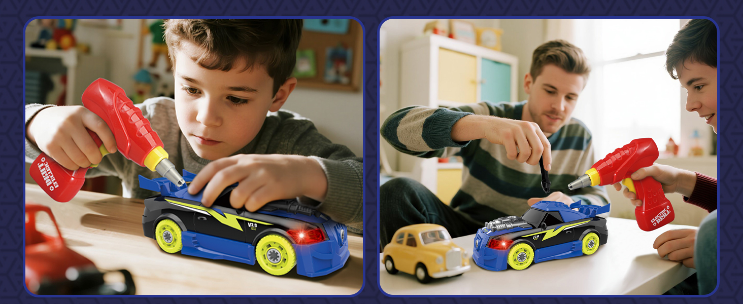 Pup Go Take Apart Toy Racing Car Sound Light, 2 in 1 Build Your Own Car, Drill & Power Tools, Gifts