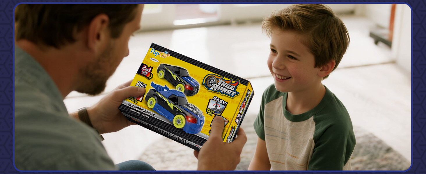 Pup Go Take Apart Toy Racing Car Sound Light, 2 in 1 Build Your Own Car, Drill & Power Tools, Gifts