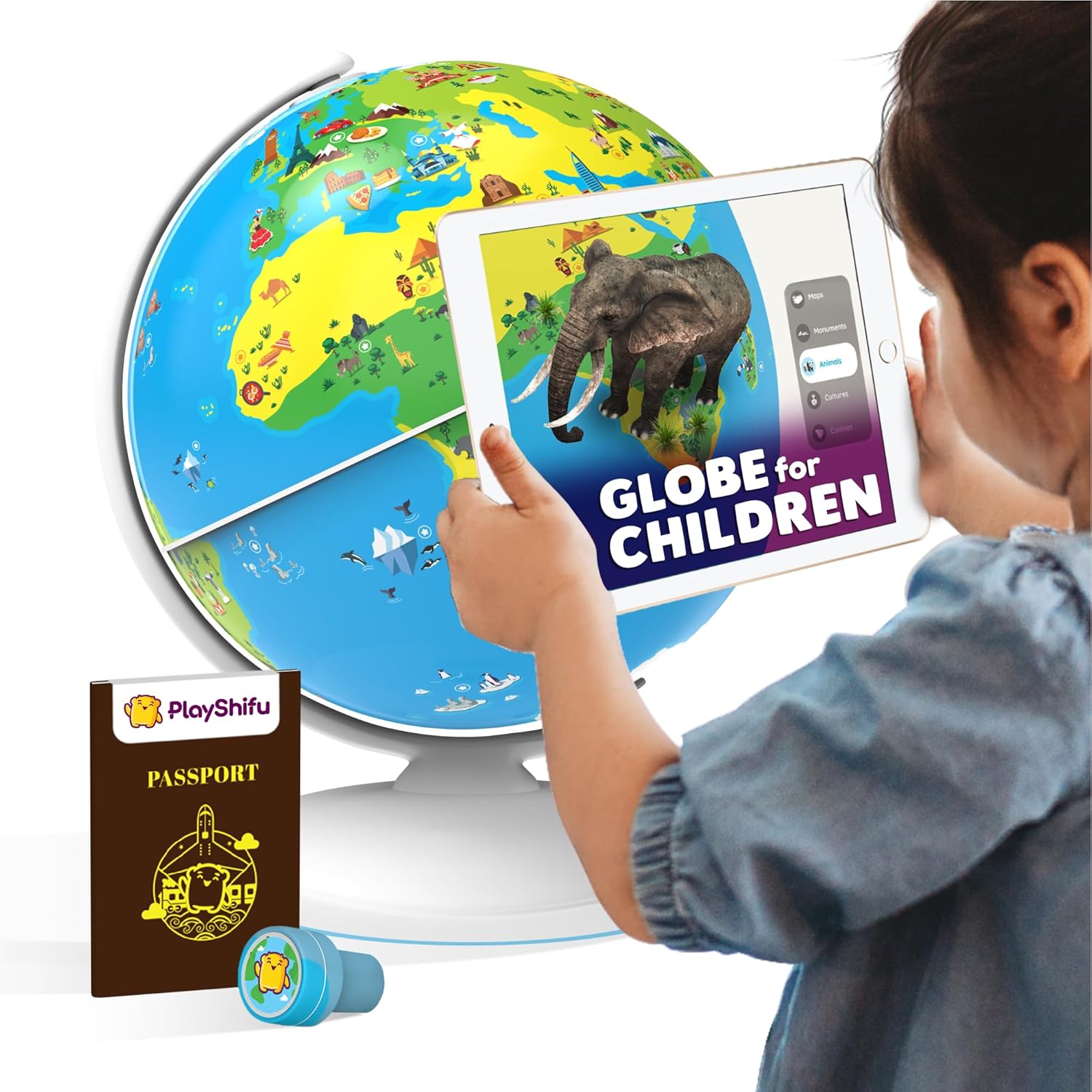 PlayShifu Globe for Kids– Orboot Earth: Interactive Kids Globe with 1000+ Facts on Animals, Places & Monuments | Tech-Powered Learning Toy & STEM Gift for Kids Ages 4–10