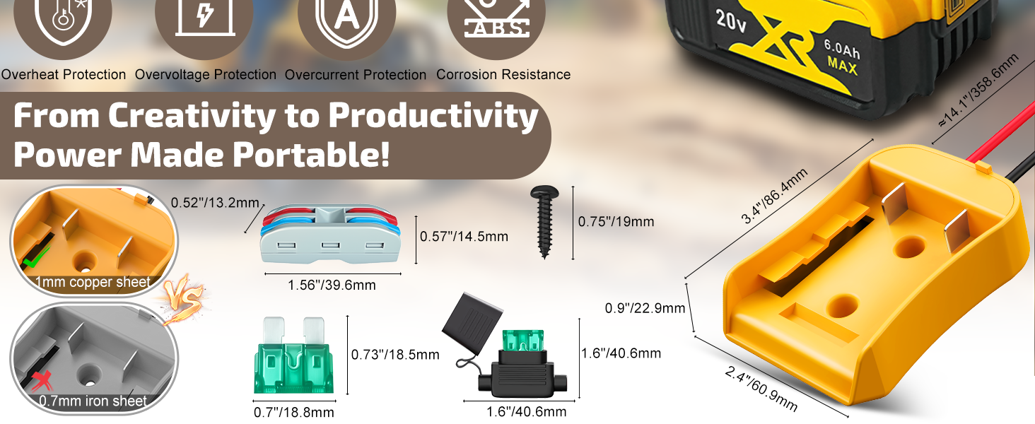 Dewalt 20V Battery Adapter for Power Wheels Drill Battery Adapter Converter Upgrade Conversion Kit