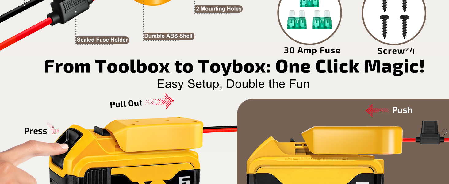 Dewalt 20V Battery Adapter for Power Wheels Drill Battery Adapter Converter Upgrade Conversion Kit