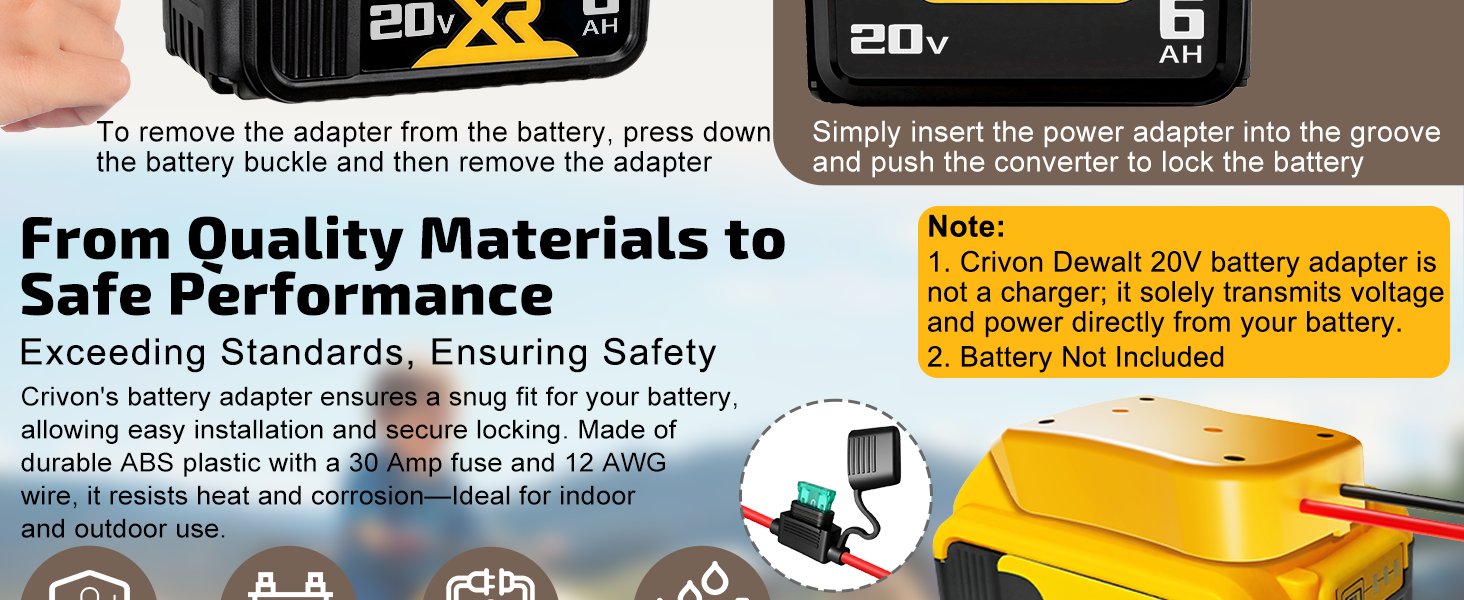 Dewalt 20V Battery Adapter for Power Wheels Drill Battery Adapter Converter Upgrade Conversion Kit