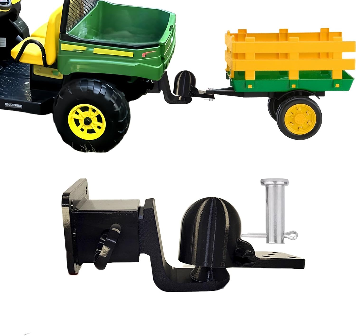Kids Ride On Toy Hitch Adapter for Children's Power Wheels Trailer, Fit Any 3/8'' Hole Power Wheels, for Peg Perego John Deere Trailer, Easy Installation