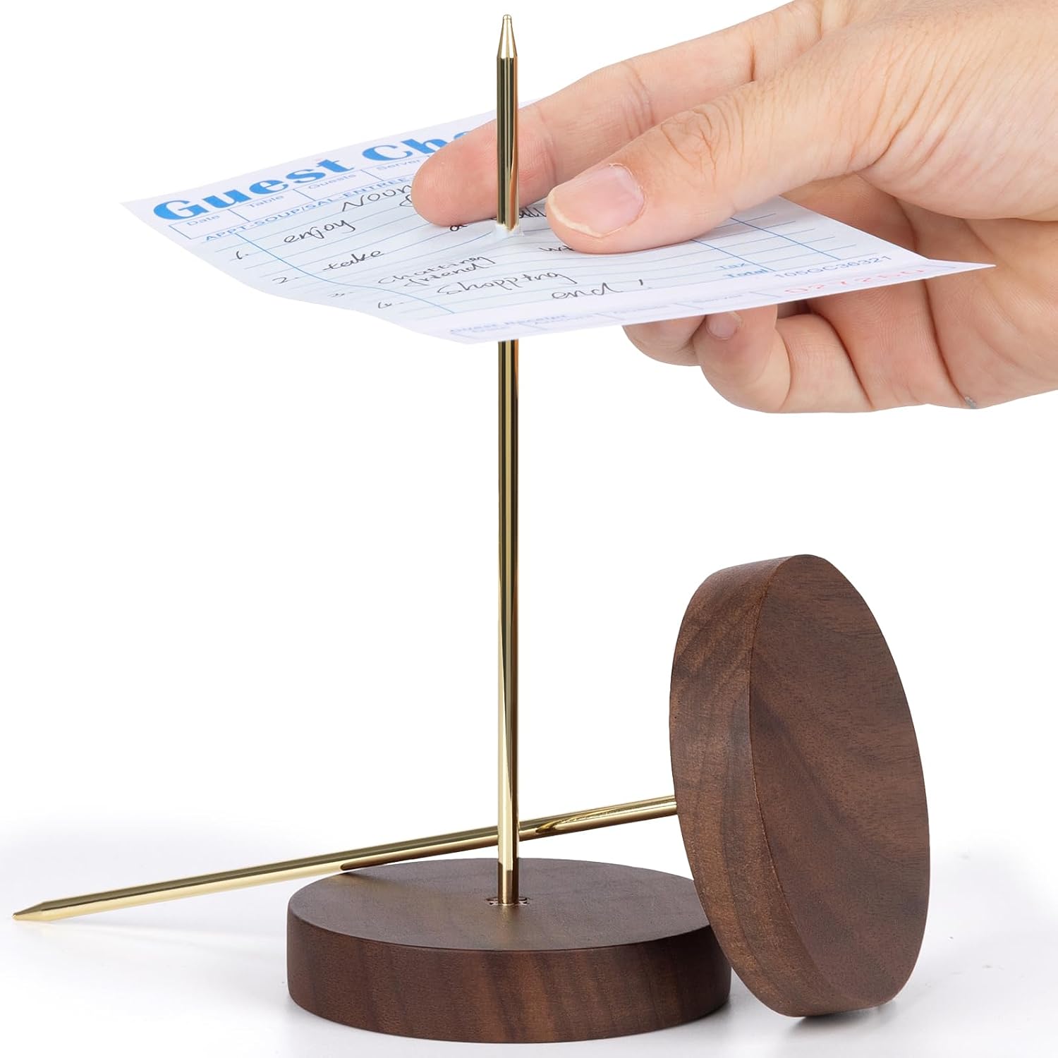 Ticket Stabber Receipt Spike for Restaurant - Giftormous 2 PCS Receipt Holder Bill Fork with Heavy-Duty Wooden Base, Check Spindle for Kitchen Office eBaydiy Tools