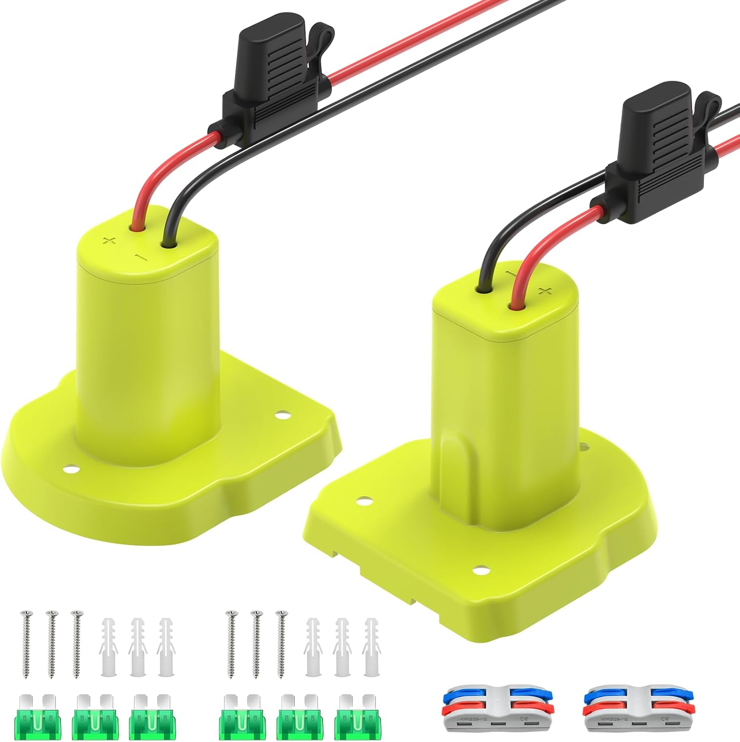 2 Pack for Power Wheel Battery Adapter Compatible with Ryobi 18V ONE+ Batteries, with 12AWG Wire, Fuse Holder, 30A Fuses, Wire Terminals Kit, for DIY Kids' Toy Cars & Camping