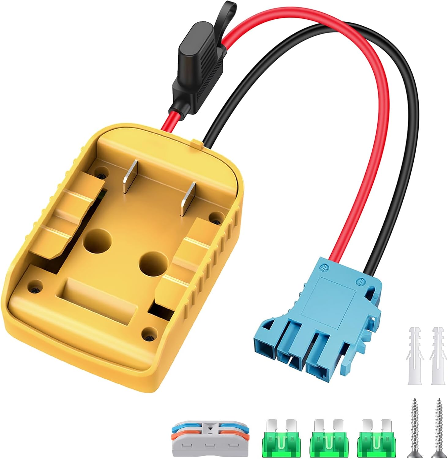 Power Wheel Adapter for Dewalt 20V Battery Adapter Power Wheel Battery Converter with Wire Harness Connector Compatible with Peg-Perego Children's Riding Toys 12AWG Wire Connector with Switch