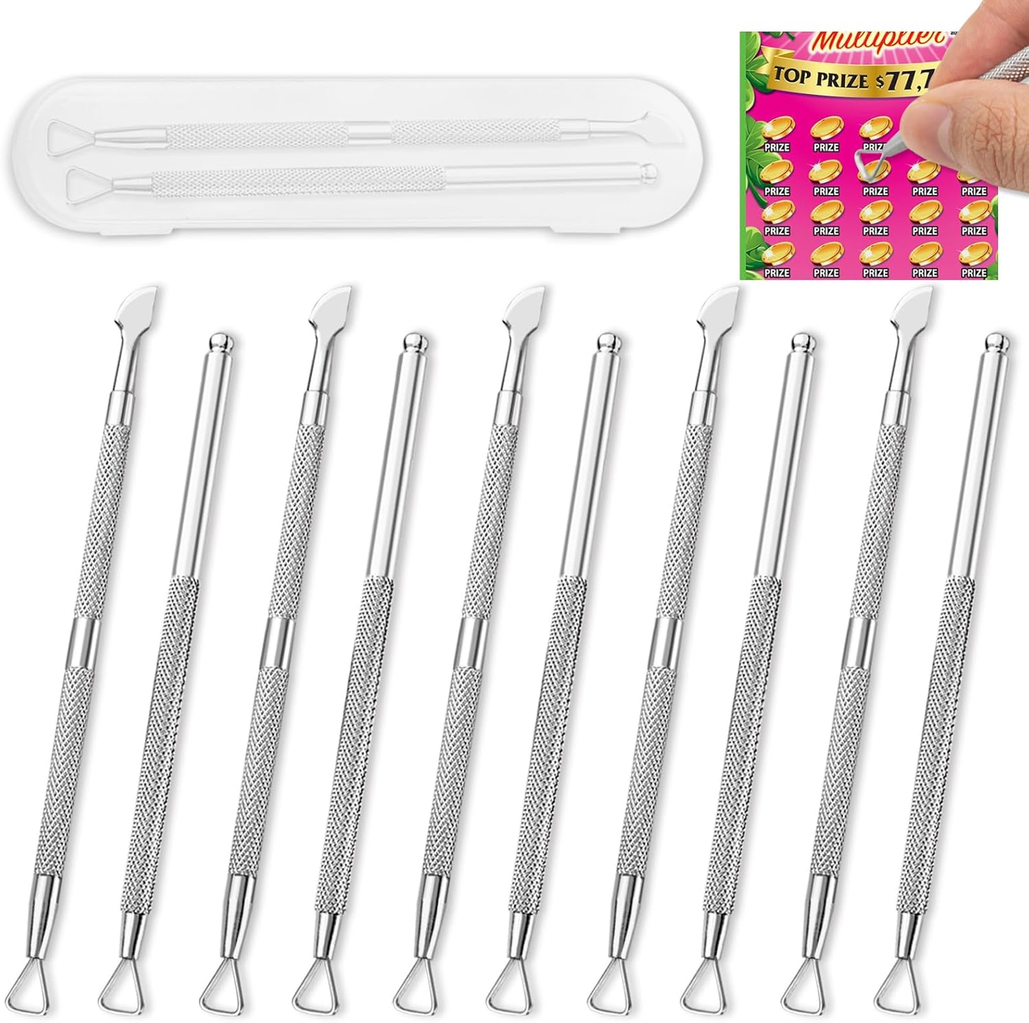 10 Pcs Lottery Ticket Scratcher Tools, Scratch Off Tool, Metal Label Scraper for Lottery Ticket, Multi-Use Scraping Tool for Tickets Stickers Labels Films eBaydiy Tools