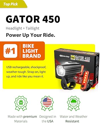 USB Rechargeable Bike Light Set Powerful Bicycle Front Headlight and Back Taillight