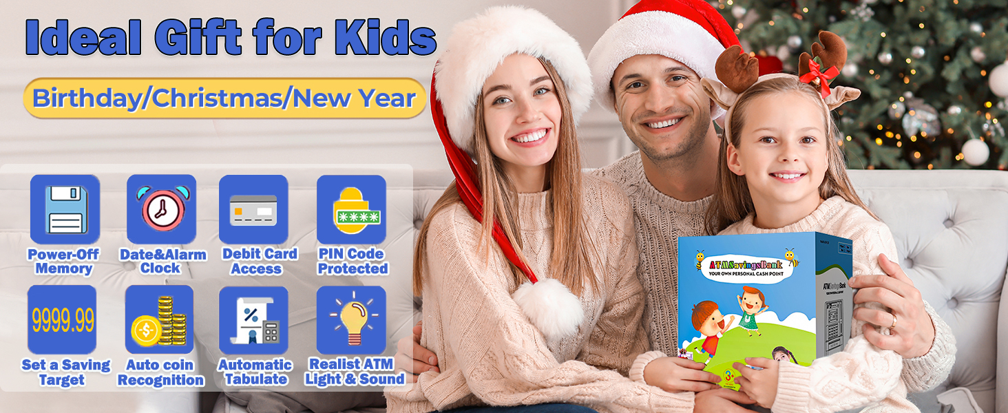 atm piggy bank for kids real money card digital bills and coins safe machine savings christmas gift