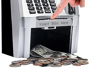 ATM pigg bank for kids real money coins bills safe digital electronic savings machine