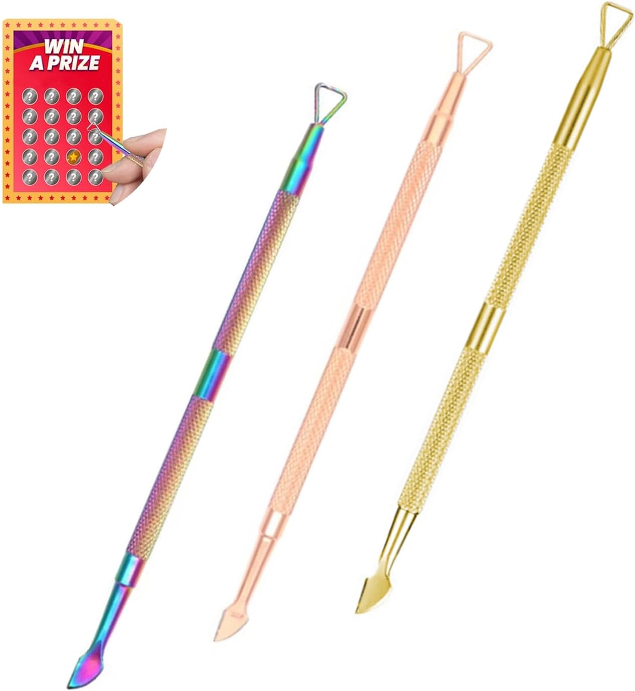 3PCS Lottery Ticket Scraper Tool Set in Gold, Rose Gold & Rainbow Colors, Professional Multi-Use Scratcher for Lotto, Stickers, Labels - Durable Metal Scraper Kit eBaydiy Tools