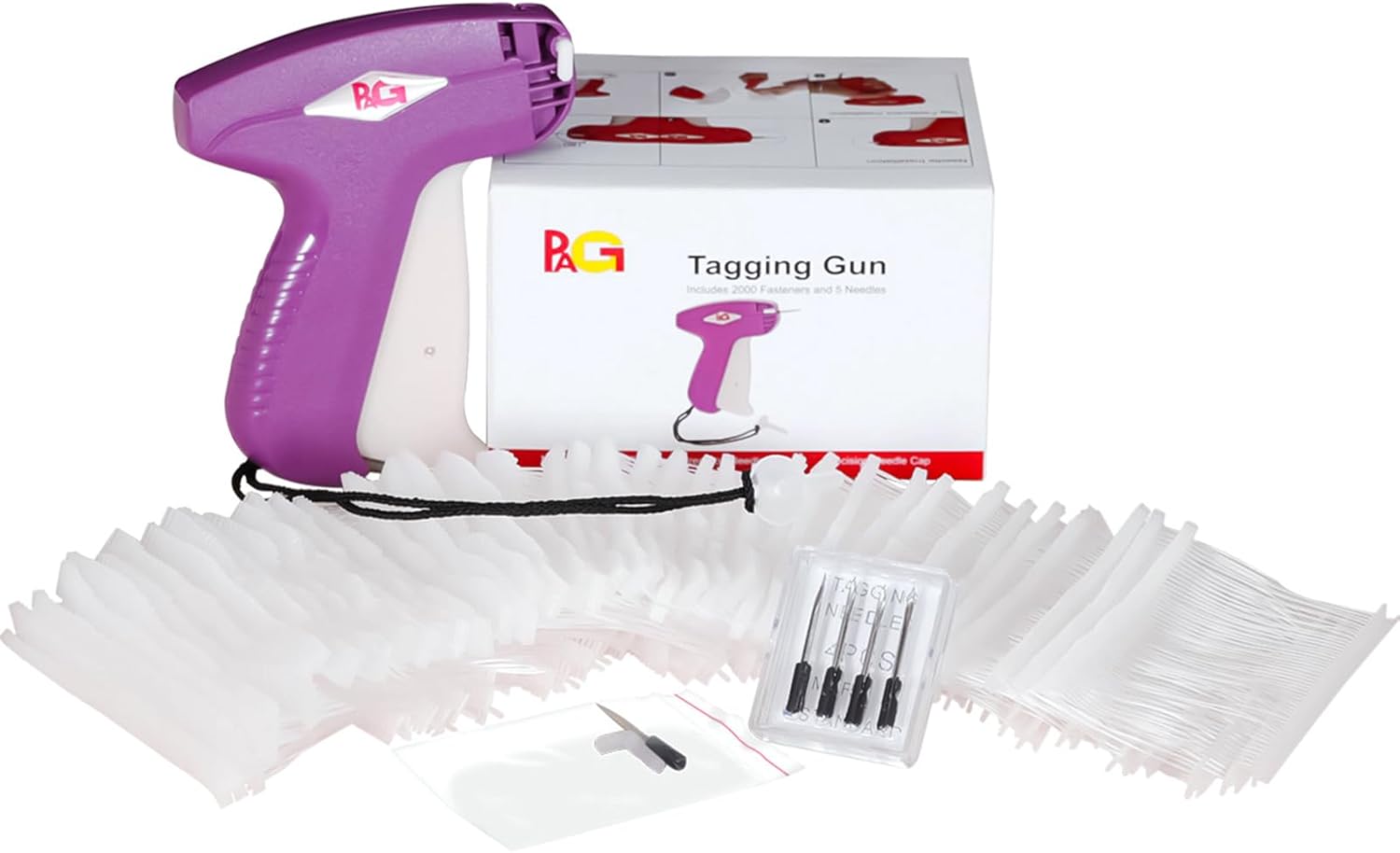 PAG Standard Tagging Gun Price Tag Attacher Gun for Clothing with 5 Needles and 2000 2inch Barbs Fasteners, Purple eBaydiy Tools