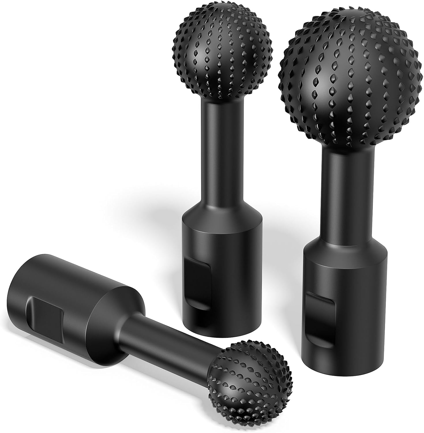 BURMONG 3-PC Sphere Rotary Burr Set - 5/8-11 Thread Ball Gouge Attachments for 4-1/2" & 5" Angle Grinders | Carbide Steel Power Tools for Wood Hollowing, Slotting, Engraving & Polishing