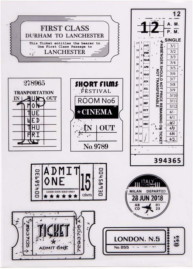 Arrietty Vintage Retro Style Ticket Journey Postage Travel Clear Stamps for Card Making Decoration and DIY Scrapbooking Tools Rubber Stamps-A1763 eBaydiy Tools