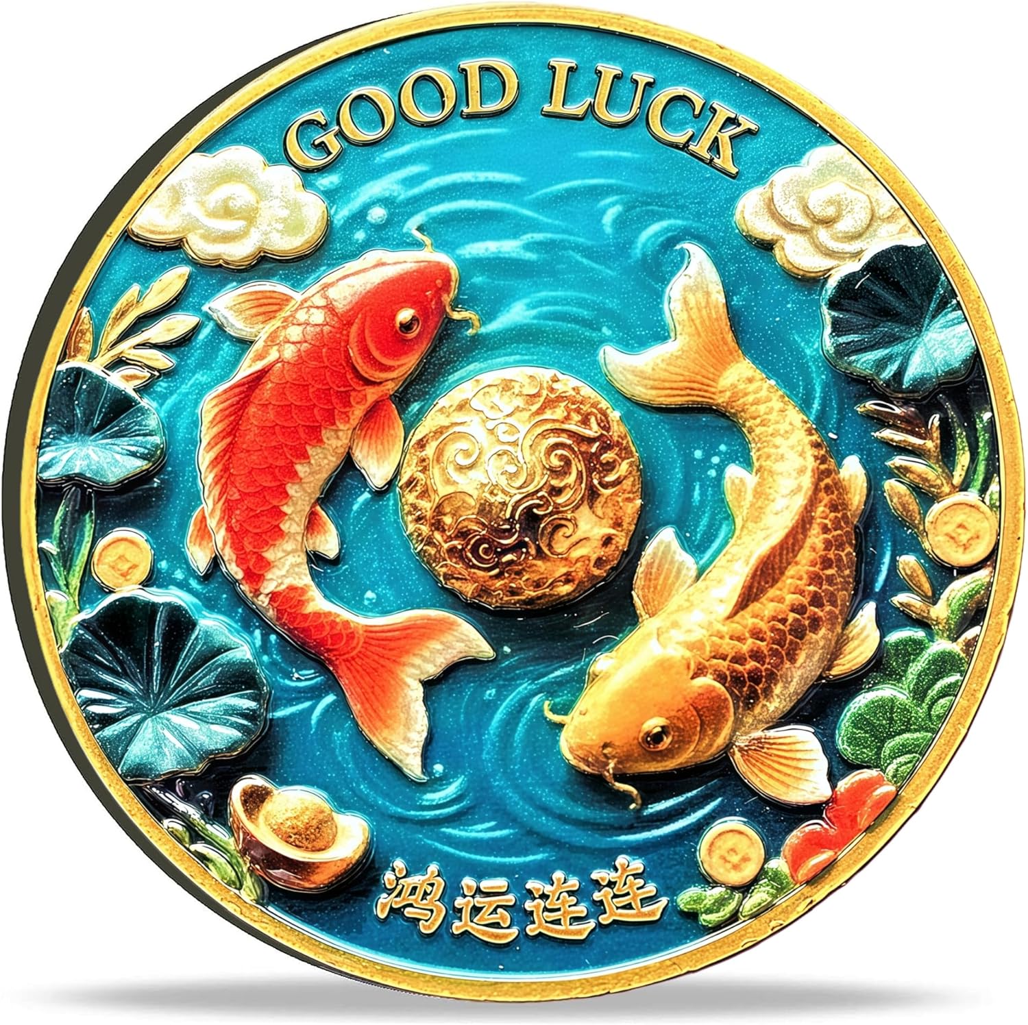 Koi Fish Lucky Coin - Symbol of Prosperity & Fortune, Lottery Ticket Scratcher Tool, Good Luck Charm Challenge Coin, Chinese New Year Gift eBaydiy Tools