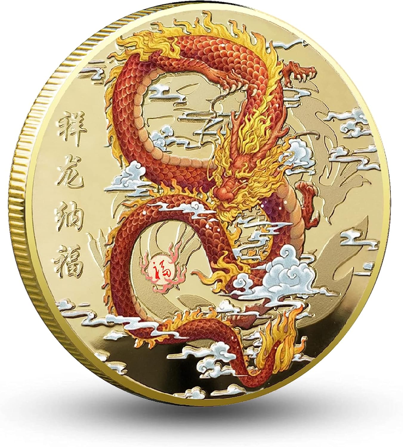 Soaring Chinese Dragon Gold Lucky Coin - Lottery Ticket Scratcher Tool - Good Luck Chinese Challenge Coin eBaydiy Tools