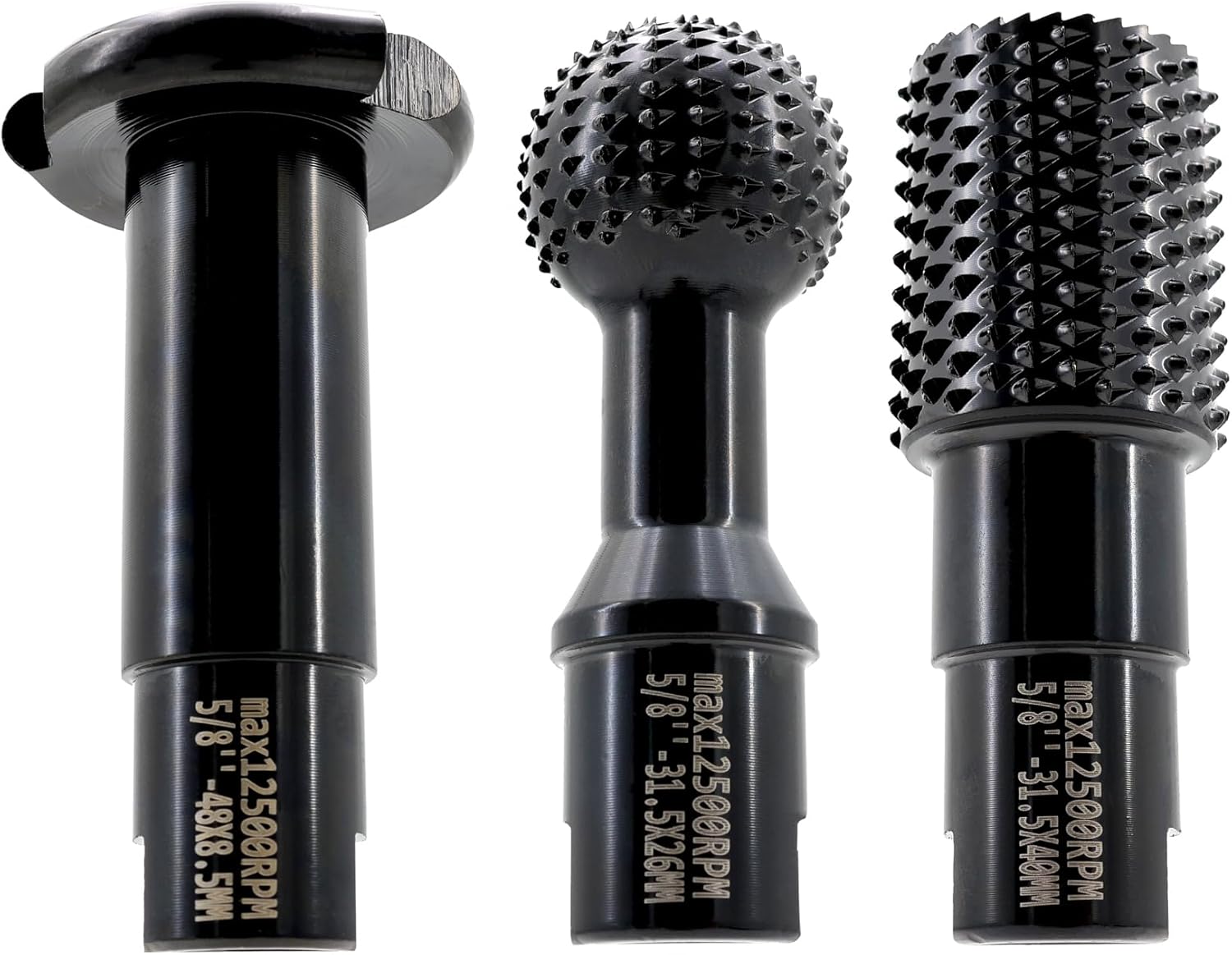 3 PCS Ball Gouge Angle Grinder Attachments - KURSTOL Sphere Rotary Burr with 5/8-11 Threads for 4 1/2 and 5 Inch Angle Grinder, Power Carving Tools for Wood Carving Grinding Hollowing Slotting