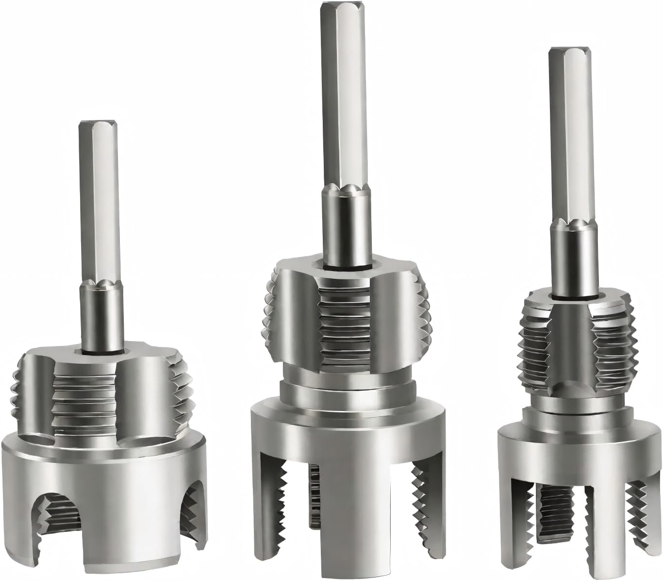 PVC Pipe Threader Set (1/2", 3/4", 1"), Pipe Threading Tool Attachment for Drill, 2-in-1 Internal & External Thread Maker for PVC & Plastic Water Pipes, Plumbing Tap & Die Kit