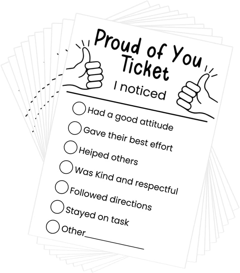 Positive Proud of You Tickets for Employee Team Members Incentive Cards Classroom Management Supplies from Teachers, Motivational Tool Positive Affirmation Gifts Daily Checklist 20 Sheets eBaydiy Tools