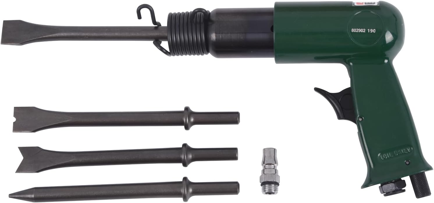 Doppy Air Hammer Kit, with Quick Change Retainer and 3 Chisels,3500 BPM, 1/4" Air inlet thread interface,Air Chisel Pneumatic Shovel Tool for Scraping, Chipping, Punching and Cutting & Industrial
