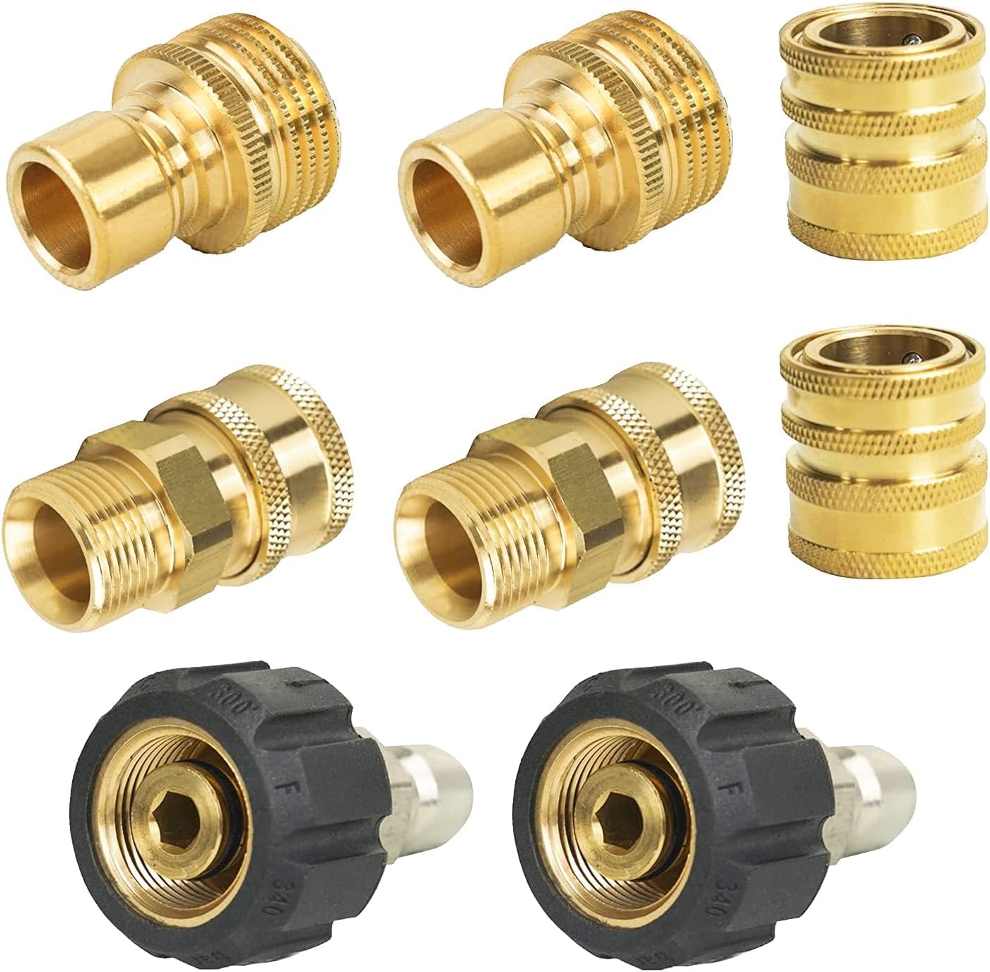 Xiny Tool Pressure Washer Adapter Set, Quick Disconnect Kit With M22 Metric Male Thread Quick Connector, M22 Swivel to 3/8'' Quick Connect, 3/4" to Quick Release, 8 pack