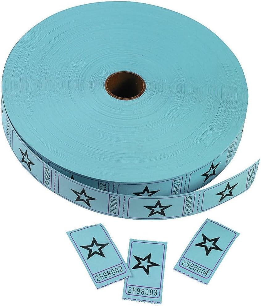 Blue Single Roll Raffle Tickets W/Star, 2000 Tickets eBaydiy Tools