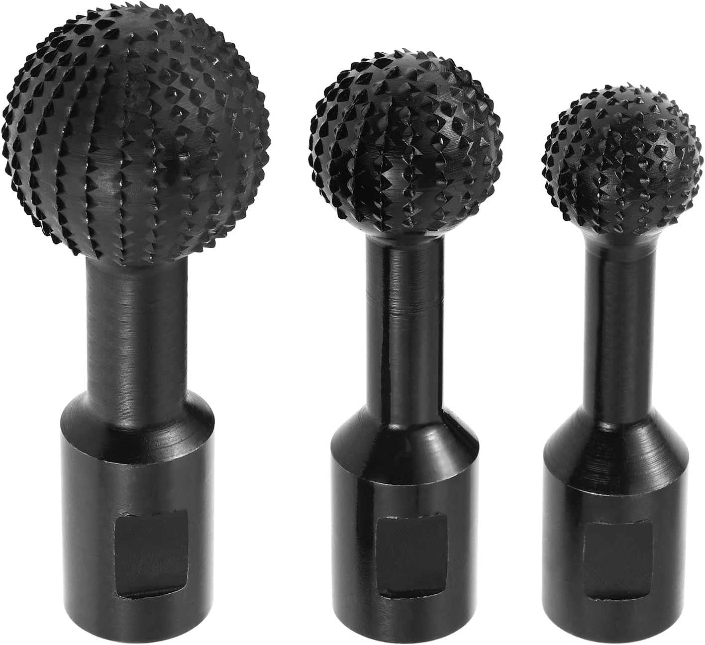 Mtsooning 3 PCS Sphere Rotary Burr Set - 5/8-11 Thread Ball Gouge for 4-1/2" & 5" Angle Grinders | Carbide Steel Power Tools for Wood Hollowing, Slotting, Engraving, and Polishing
