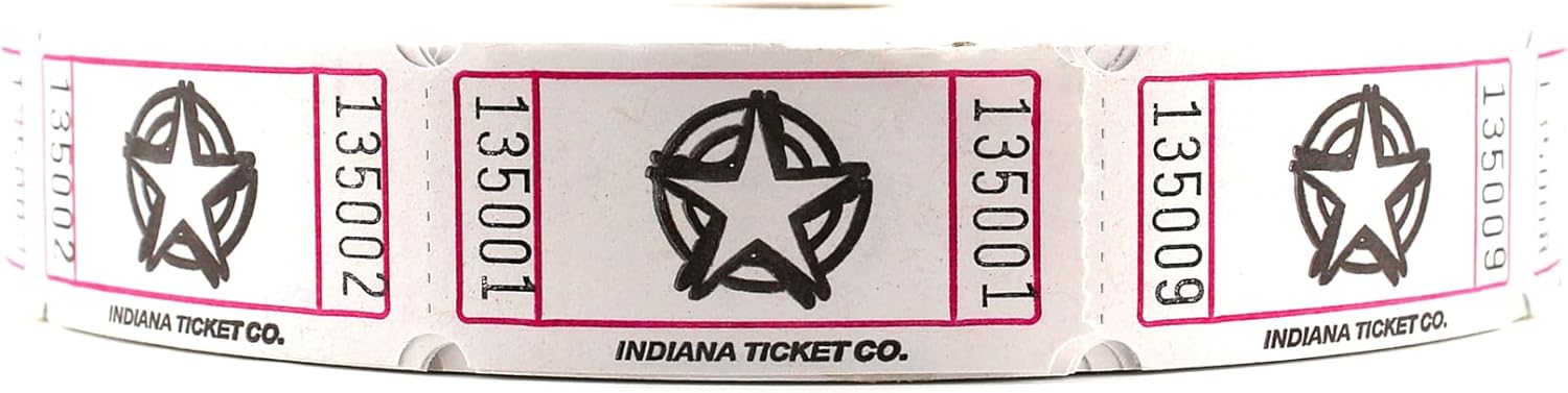 INDIANA TICKET CO. White Star Roll Tickets – 2000 Per Roll – Single Roll – 1" x 2" Paper Tickets for Events, Carnivals, Raffles, Admissions, Games, Fundraisers eBaydiy Tools