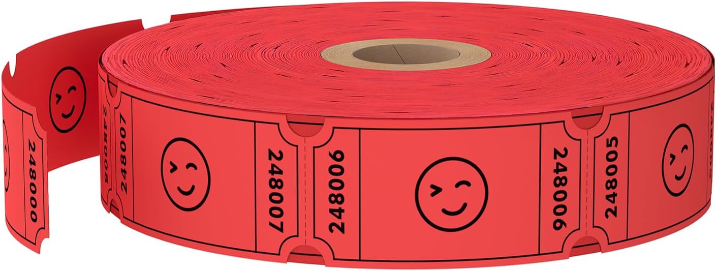 Methdic 1000 Smile Raffle Tickets Red, Single Roll, Ticket for Events, Entry, Class Reward, Fundraiser & Prizes eBaydiy Tools