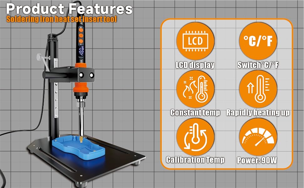 Heat Set Insert Tool Kit, 90W Digital Soldering Iron