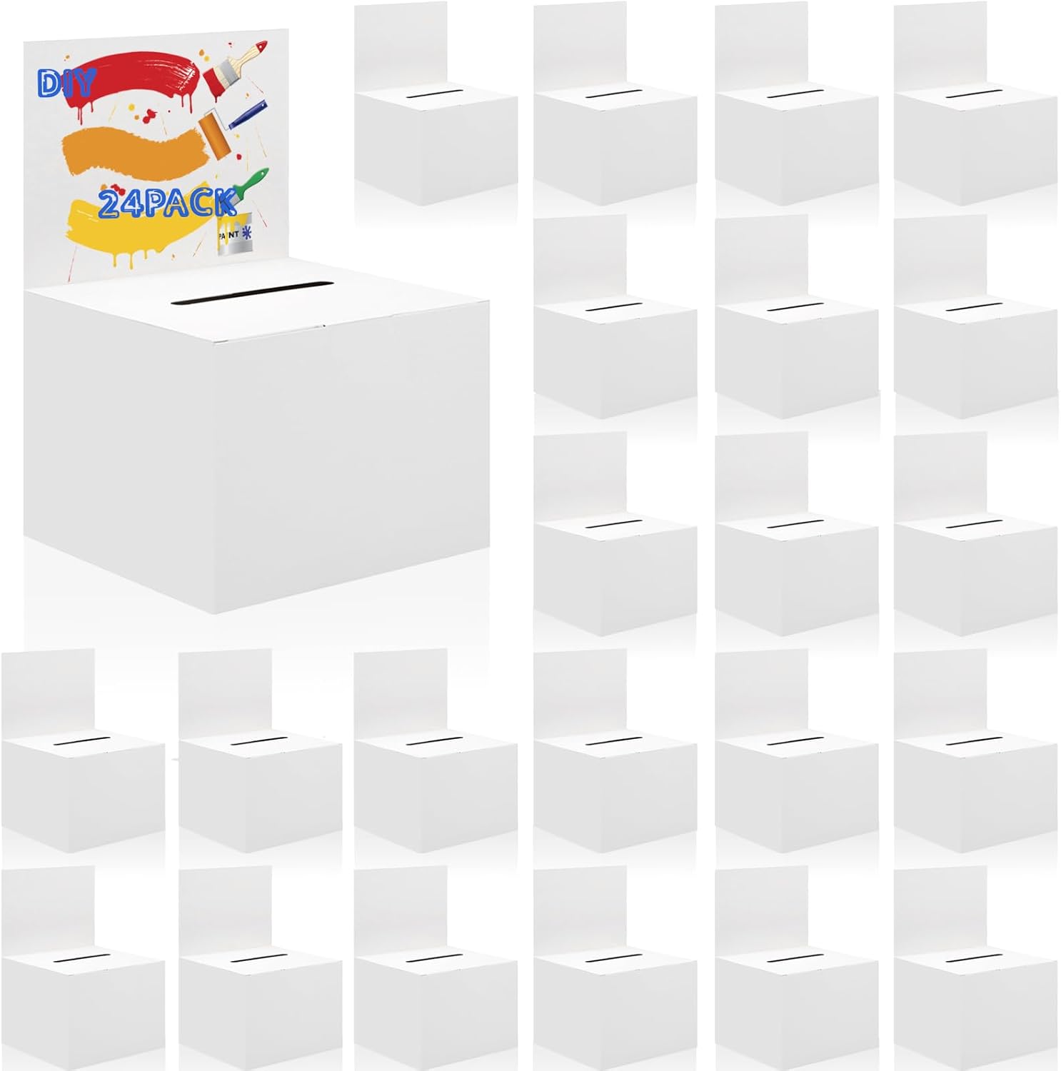 Ysglory 24 Pack Raffle Ticket Box White Suggestion Ballot Box with Slot Cardboard Charity Donation Boxes for Fundraising Collecting Business Card Voting Contest, 6.6 x 4.5 x 4.5 Inches eBaydiy Tools
