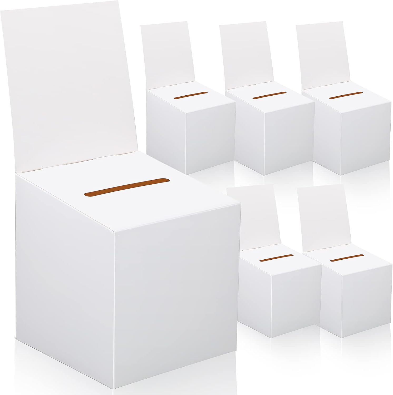 CHENGU 6 Pieces Raffle Ticket Box with Removable Header, 10 x 10 x 10 Inch Cardboard Box with Slot, Large Donation for Fundraising, Tip Jar, Suggestion for Collecting and Donation (White) eBaydiy Tools
