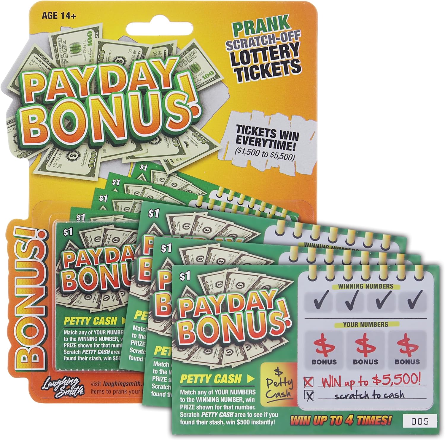 Laughing Smith 10 x Payday Bonus Prank Lottery Ticket - Fake Lottery Tickets and Prank Gag Scratch Off Cards - Hilarious Fake Scratch Tickets - Funny Party Gifts & Gag Birthday Pranks for Men & Women eBaydiy Tools