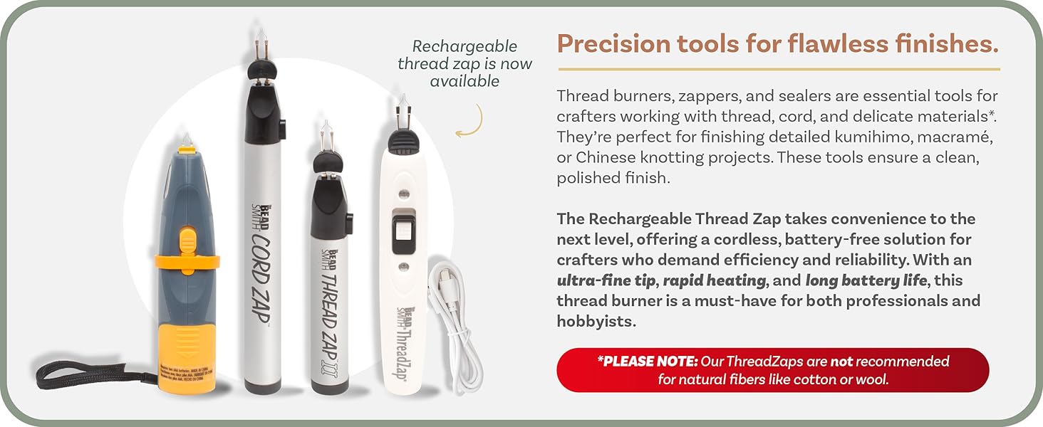 The beadsmith thread zaps with precision tools for flawless finishes title.