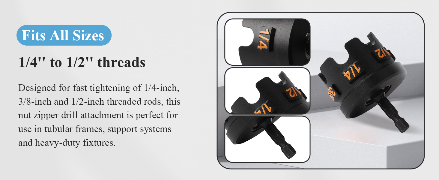 Nut Zipper Drill Attachment for Fast Nuts and Bolt Removal