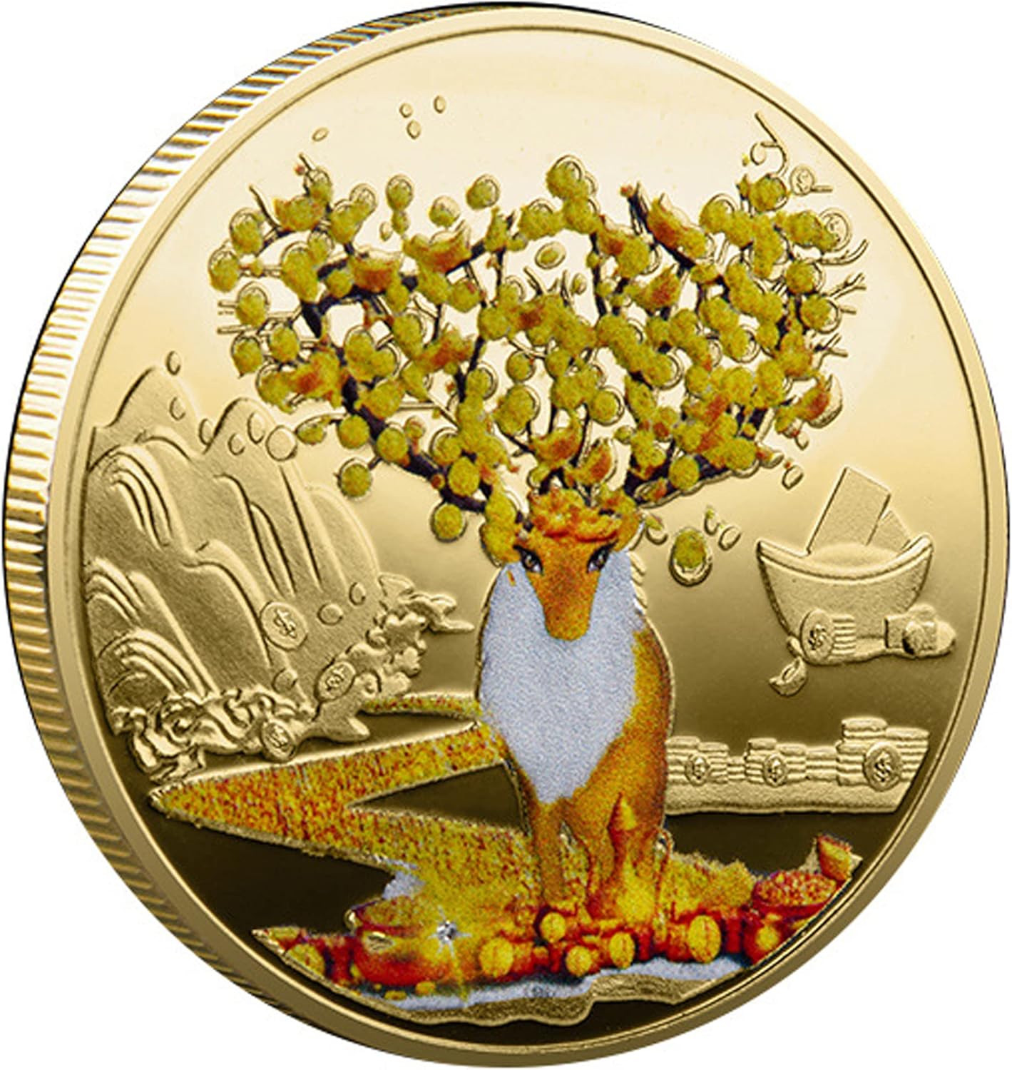 Reindeer for Luck Mascot Lucky Coin Chinese Souvenir for Feng Shui Decoration Lottery Ticket Scratcher Tool eBaydiy Tools