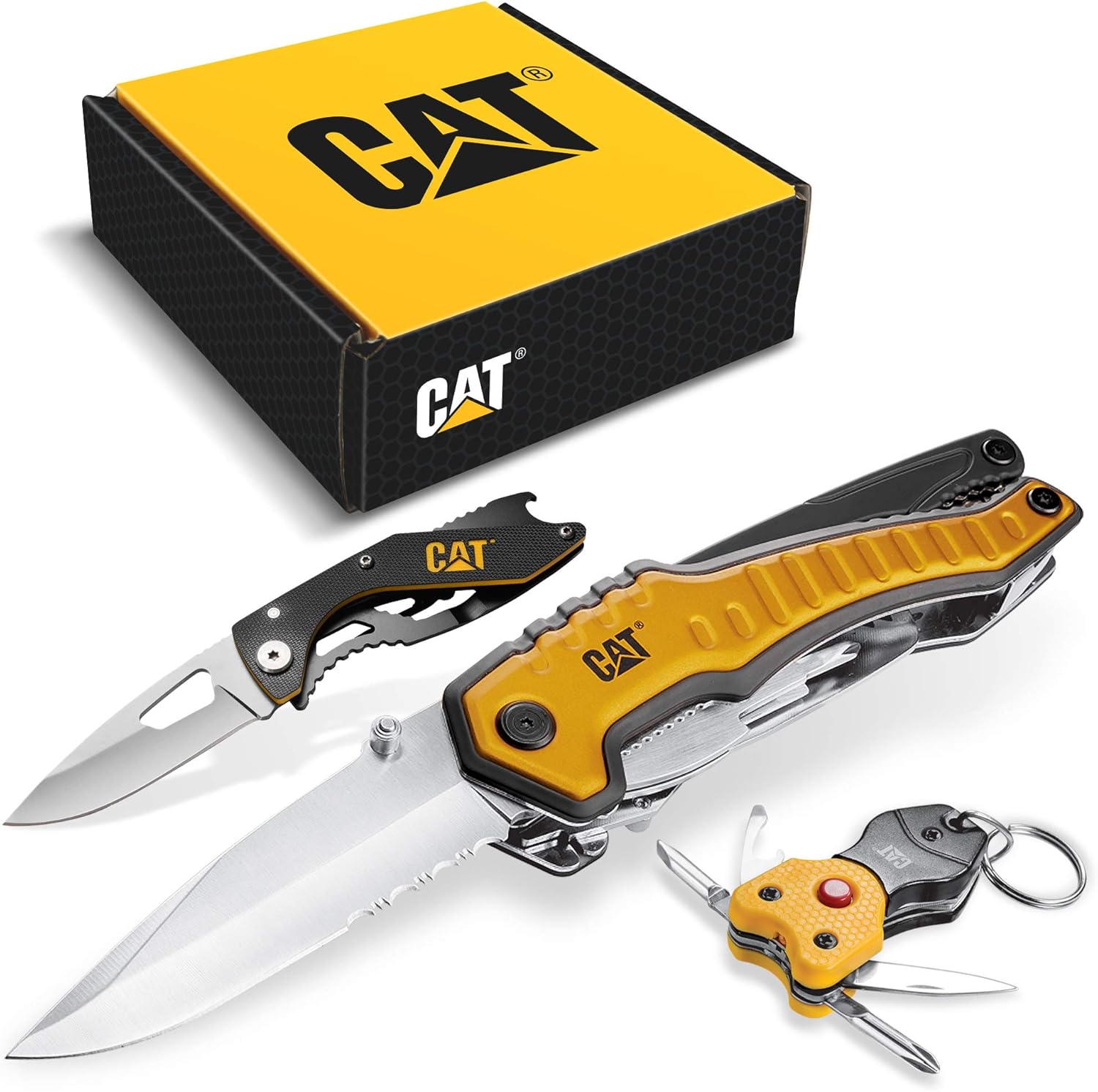 Cat 3 Piece 9-in-1 Multi-Tool, Knife, and Multi-Tool Key Chain Gift Box Set - 240125 eBaydiy Tools
