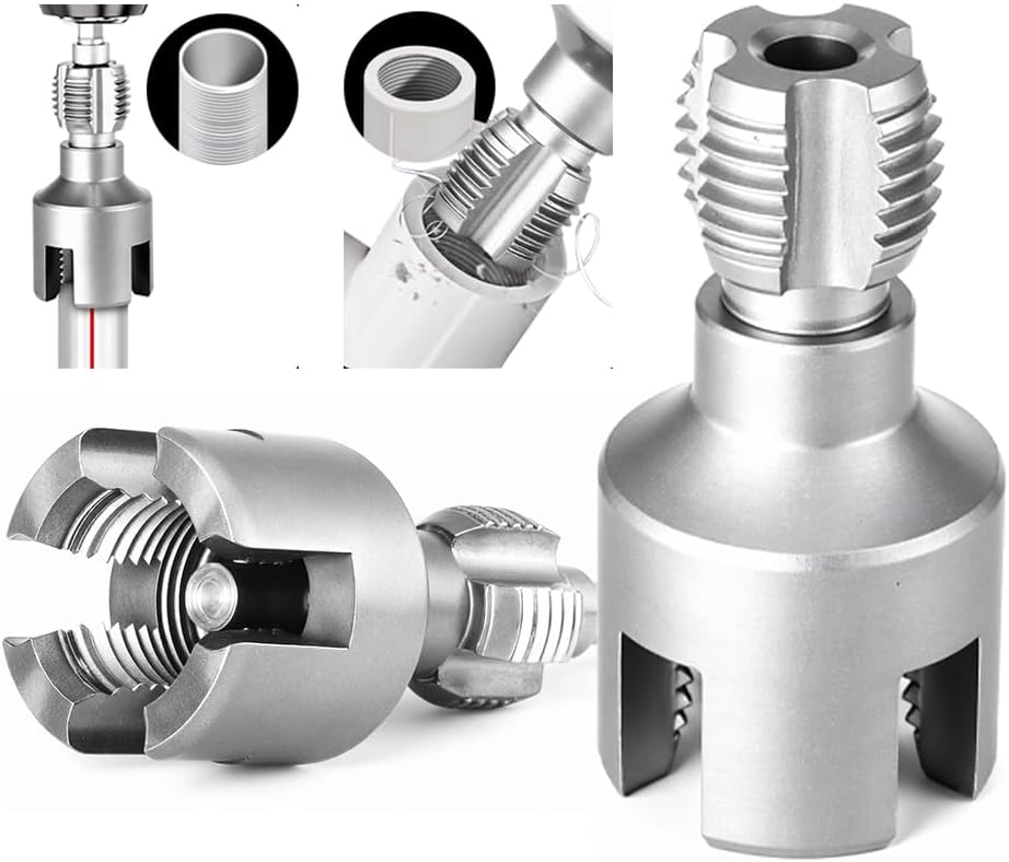 Pipe Threading Tool for Internal & External Threads Dual End 1/2" NPT & 3/4" NPT Die for PPR/PVC/MPP Pipes Hex Shank for Power Drills Pvc pipe threader Inside pipe cutter (2Pcs For 1/2" 3/4")