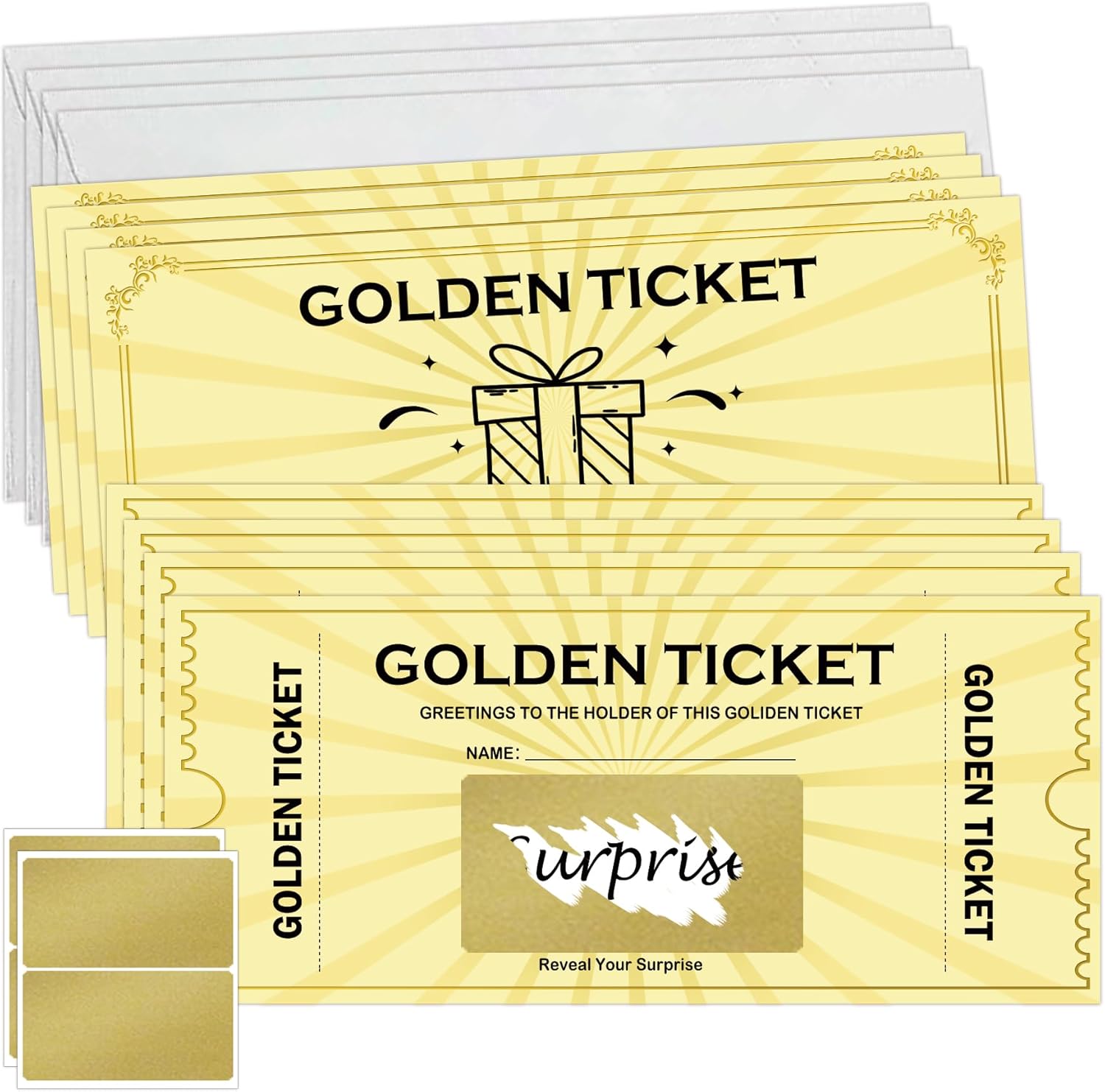 Golden Ticket Scratch Off Cards Make Your Own Golden Scratch Off Tickets - Gold Card Party Favors Note with Scratch Off Stickers (4) eBaydiy Tools