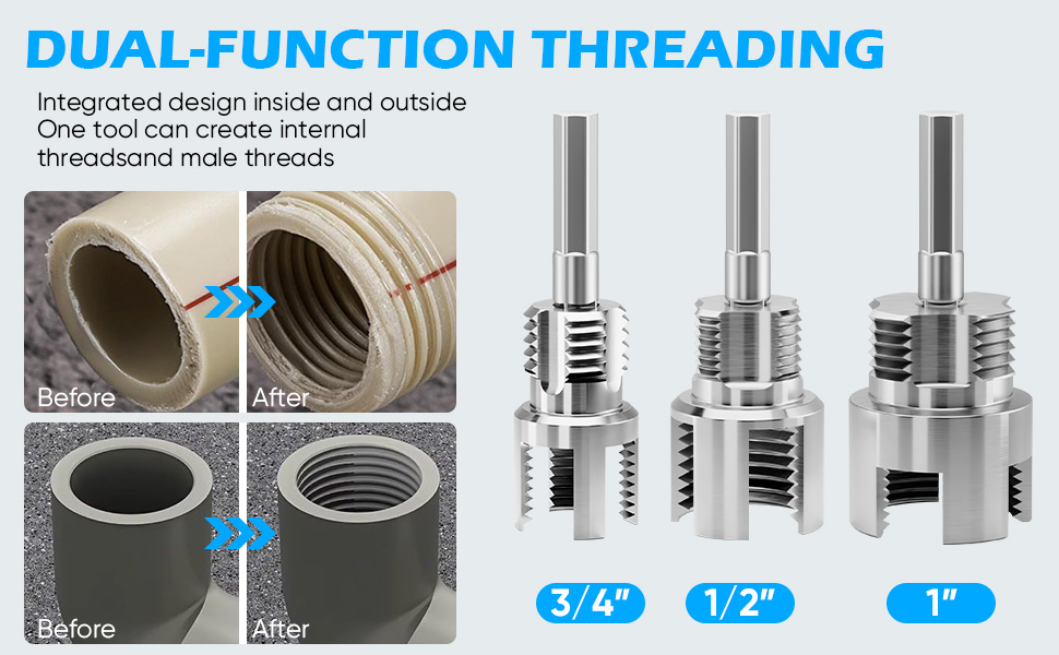 pipe tapping and threading tool