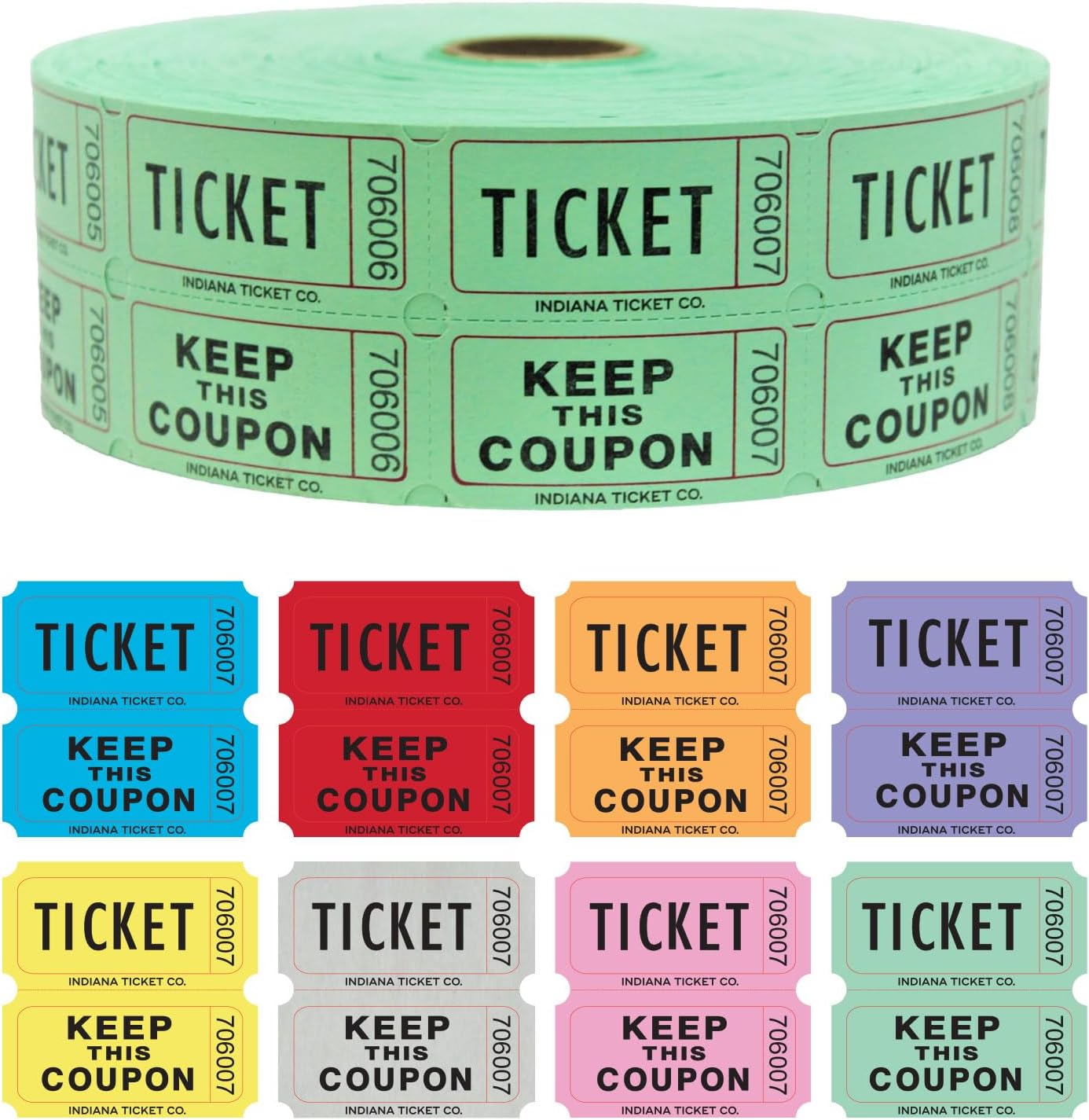 INDIANA TICKET CO. 1,000 Green Raffle Tickets Double Roll, Premium Quality 50/50 Raffle Tickets, Tickets for Events, Carnivals, Door Prizes, Drinks and More eBaydiy Tools
