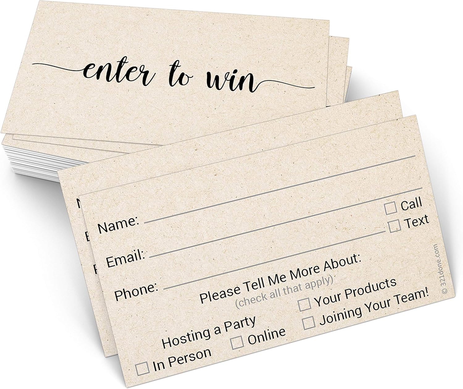 321Done Direct Sales Raffle Tickets (Set of 50) 3.5" x 2", Enter to Win Tickets Lead Sheet, Entry Form Name, Phone, Email for Network Marketing MLM Host Party, Kraft Tan eBaydiy Tools