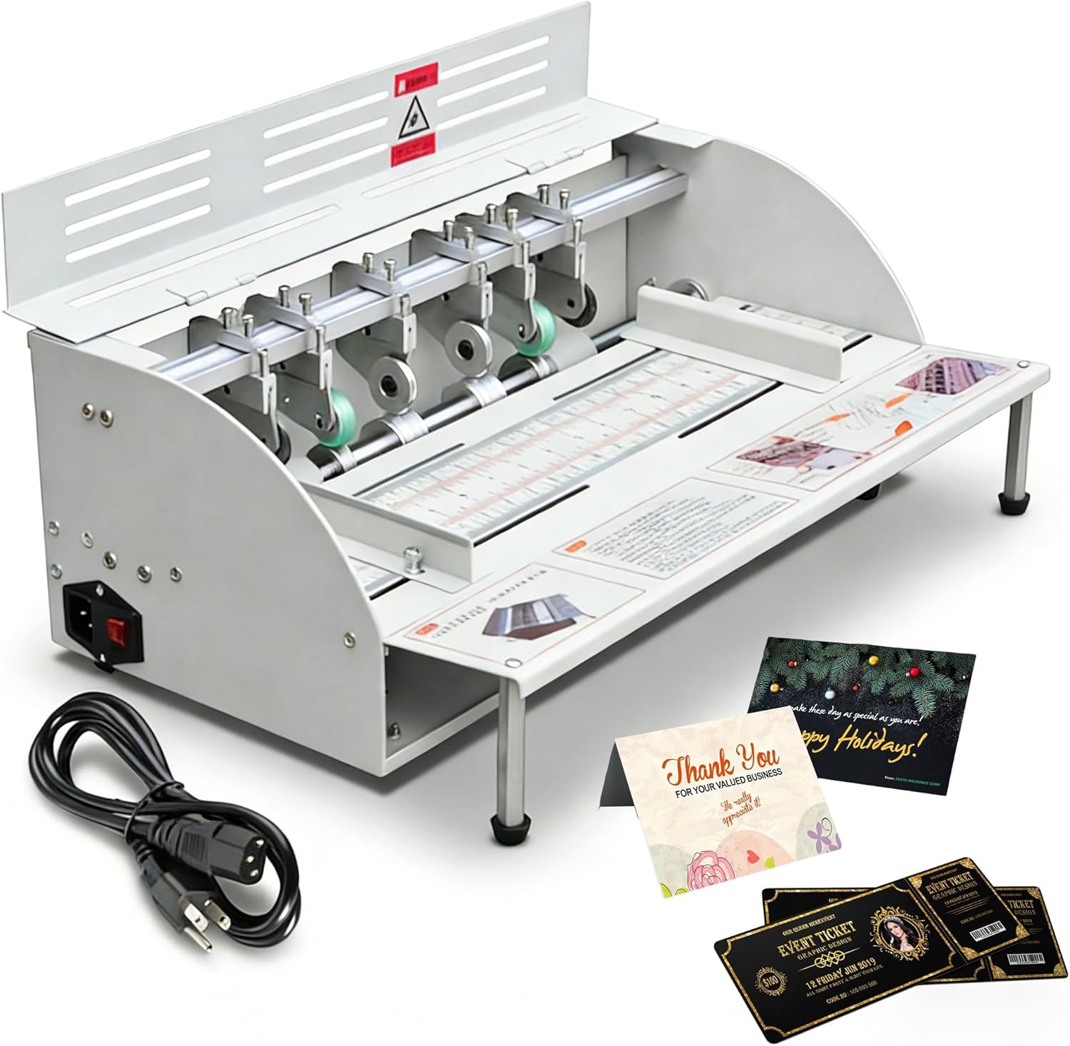 110V Electric Paper Folding Machine, 4-in-1 Paper Perforator Cutter Creaser, Max. 18 inch for Paper Greeting Card Kraft Ticket Perforating Folding Creasing Tool eBaydiy Tools