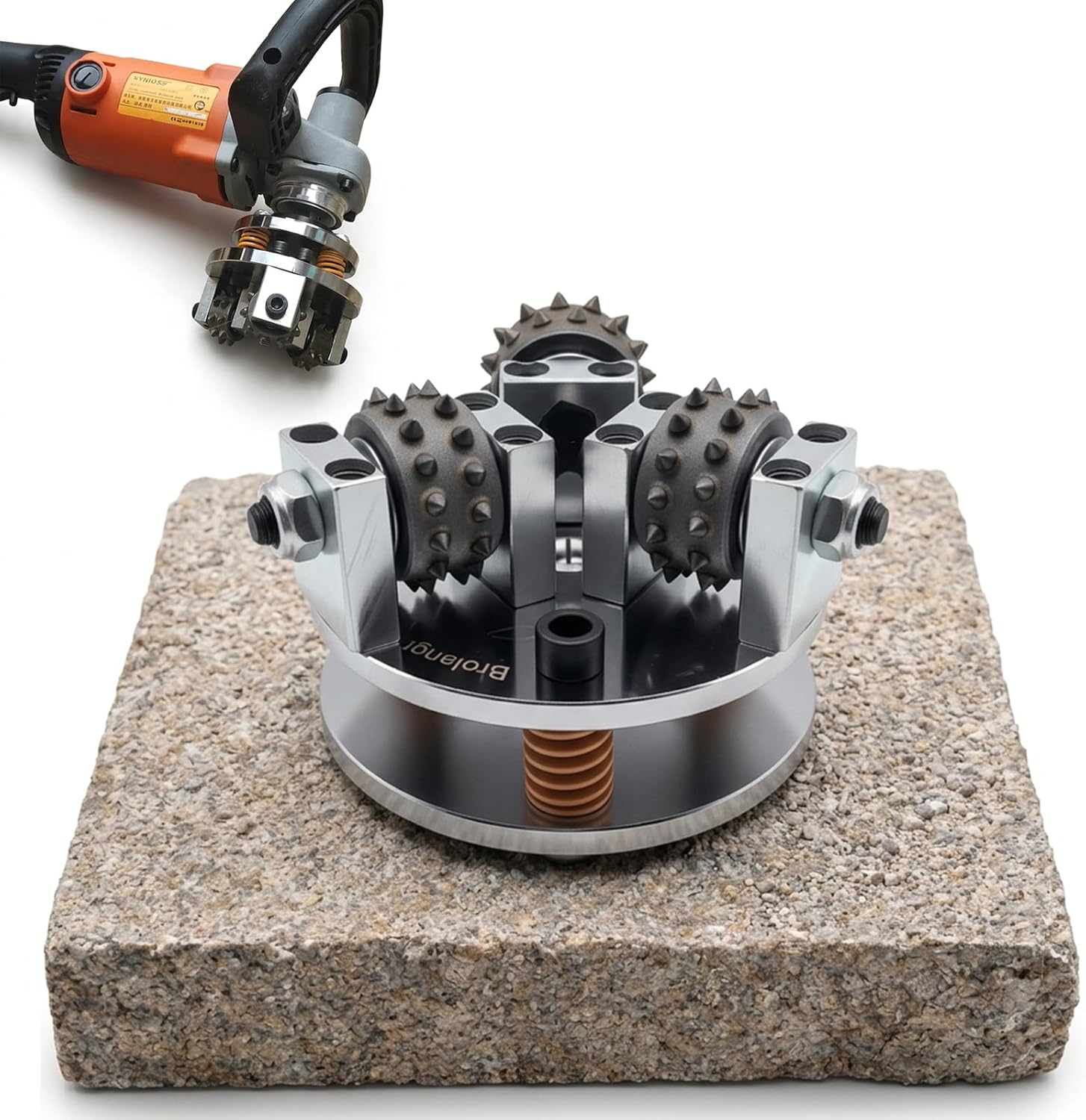 5 Inch Bush Hammer Plate, Stone Concrete Bushing Tool for Coating Removal, CSP 4–5 Surface Roughening, Anti-Slip Floor Prep, 5/8"-11 Thread Fit Variable-Speed Angle Grinder Polisher