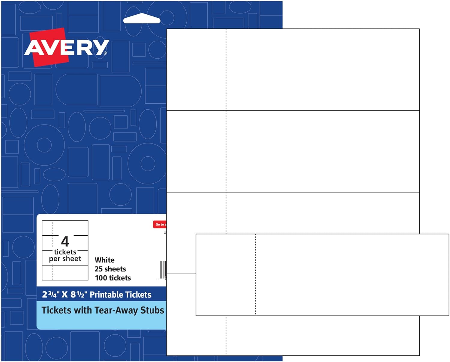 Avery Printable Tickets, 2.75" x 8.5", Laser/Inkjet, 100 Total, Great for Raffle Tickets (16430) eBaydiy Tools
