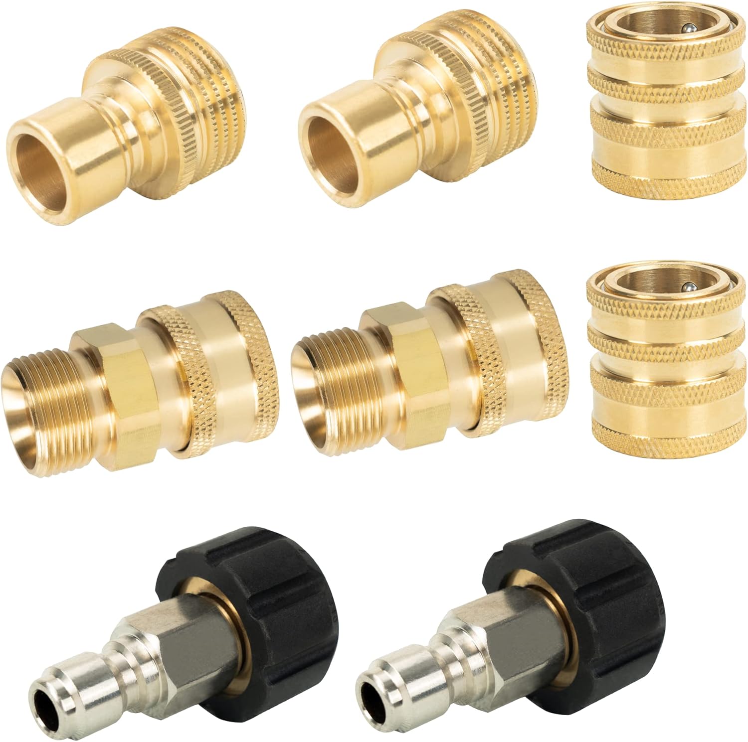 Pressure Washer Quick Connect Kit, Quick Disconnect Kit, M22 14mm Metric Male Thread Quick Connector, M22 to 3/8'' Quick Connect, 3/4" to Quick Release, 8 Pack