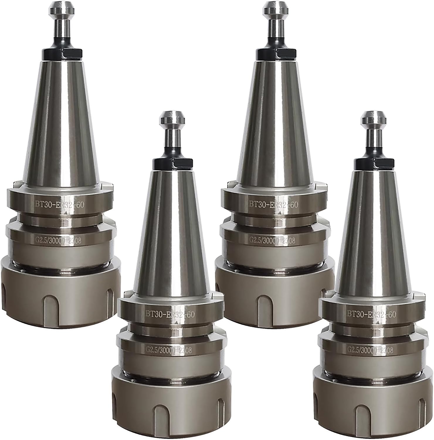 BT30-ER32-60 Tool Handle Balance Cylinder Clamp Chuck G2.5/30000RPM Lathe Fixture With Pull Screw Suitable for CNC Machining Center Engraving Machine Milling Lathe Tool Lathe Fixture (4PCS)