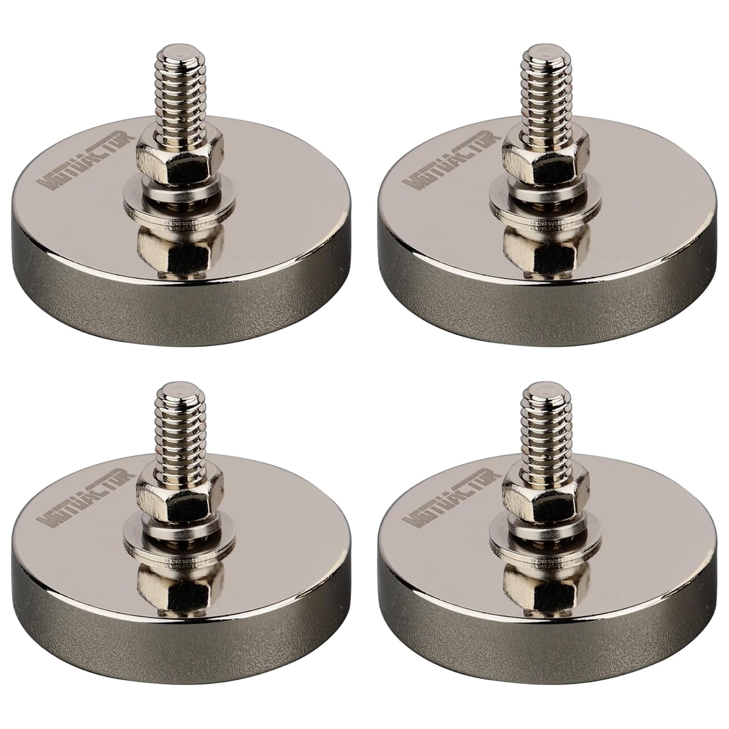 MUTUACTOR 4PCS Super Power Neodymium Round Magnet Base with 1/4''-20 Male Threaded Stud,185lbs Φ1.65” Anti-Broken Magnetic Mount Heavy Duty Magnets for LED Lighting Camera Tools and Others Equipments