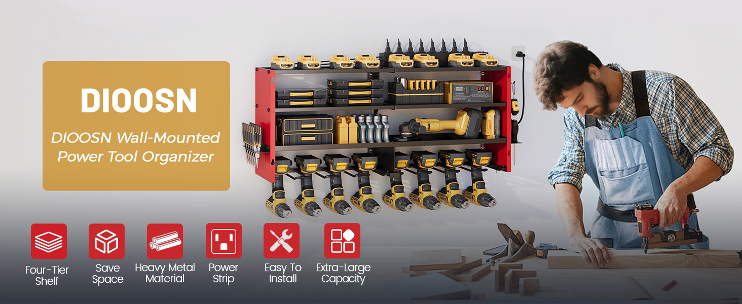 Power tool organizer with charging station