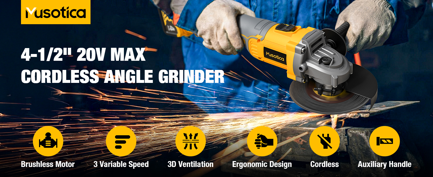 Angle Grinder Cordless for Dewalt 20V Max Battery